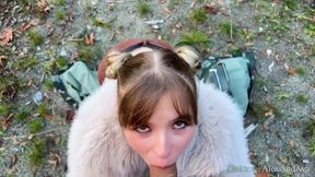 Hot Nympho GF Gives Outdoor Blowjob and Gets Cumshot Facial - Canadian Wilderness - AlexAndAva - 4K