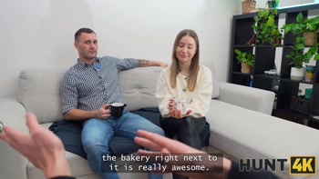 HUNT4K. Just a flower bouquet and Amalia Davis suck your cock!