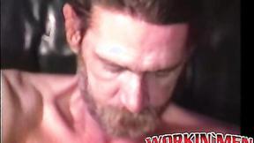 ”Rugged stud strips naked to tease with his throbbing cock”