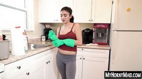 ”Attractive Latin maid sells her muff for extra cash”