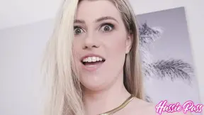 Freckled busty blonde performs double blowjob on Matti Mars in rowboat