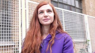 GERMAN SCOUT - Thin Red Head Ukrainian Teenie Lina Joy Pickup for Hard Casting Banged!