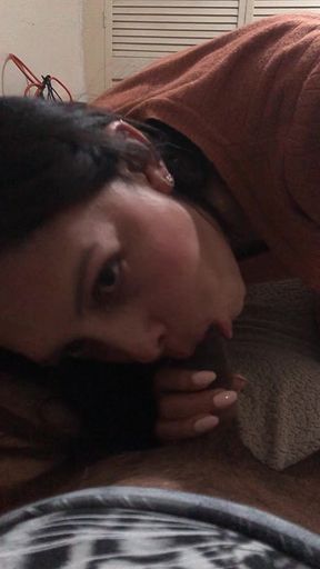 Angy is my friend's wife and she gives me a blowjob with deep throat   Clip 2