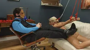 Bound sub drinks piss and gets hard, deep doggystyle pounding
