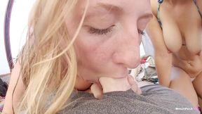 two hot sluts suck and fuck on public beach pov - molly pills ft. karter foxx - all natural amateur babes naughty outdoor threesome 1080p hd