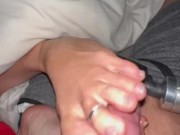 NEW OILY FOOTJOB! Hubby liked my new toe rings and new color.