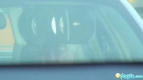 Sexy Black gf Rane driver seat blowjob