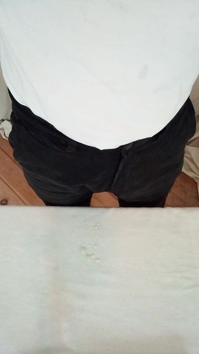 mature uncut hairy penis masturbation in storage room so not to disturb house guests
