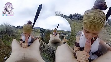 Amateur brunette Olivia Jarden sucks dick outdoors