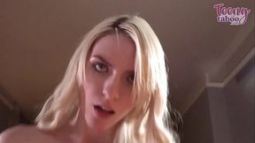 Stunning Teen Assistant Celestina Blooms Works for Taboo Creampie!