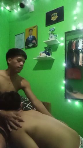 Filipino Twink Fucks his younger Cousin bareback with Parents Nearby   Clip 2