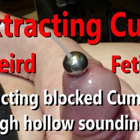 Weird Fetish: Extracting Cumload from sounded uncut big Head Cock