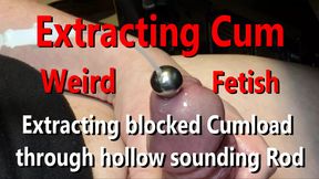 Weird Fetish: Extracting Cumload from sounded uncut big Head Cock