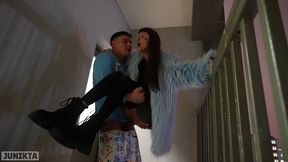 spontaneous sex with a stranger in an elevator, on a public balcony, in the entrance (full)