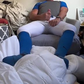 Alpha Baseball Player Jockdad87 Shoots a His Jock Cum in His Blue Gear