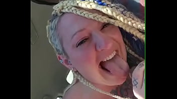 Livie Blainn sucks off Savvy G OUTSIDE