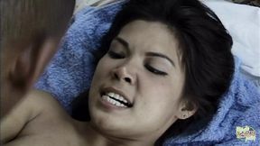 Black Soldier Roughly Slams Into Asian Brunette's Tight Ass&#x1F351; Outdoors