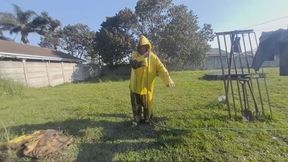 Muddy PVC Rainwear Cleanup