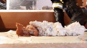 Firefighter Stomping some Food