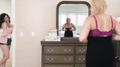 Selena, Jade & Katy in a steamy strap-on threesome with a blonde milf