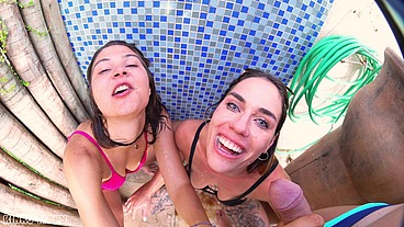 Tropical Wet Threesome with Kinky Mary