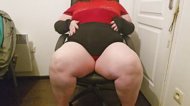 That French BBW liberal office freak clenched her big tits while fingering herself