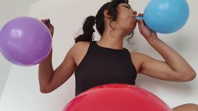 Petite Latina Looner Gets Colorful Balloon Therapy Massage