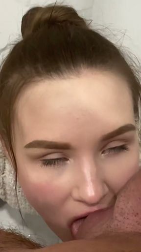 18yo slut showed me where the toilet was, sucked my dick and swallowed my cum   Clip 2