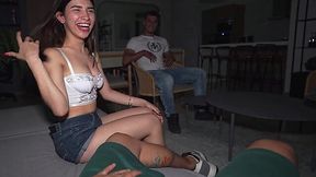 Tiny titted teen got creampied by stepbro's friend in front of him