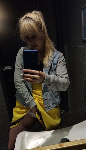 Curious MILF's Steamy Café Adventure: A Risky Solo Moment