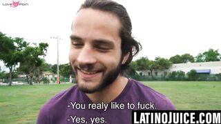 Athletic Latino discovers gay side through bare sex and facial