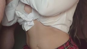 Muscle mommy sucks cock and gets creampied