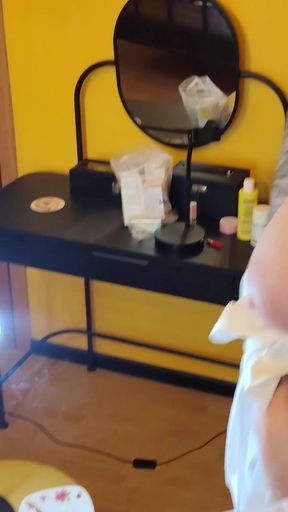 A Smoking Busty Woman Blows Her Stepson.