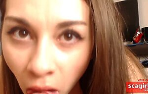 Big-Titted Babe Gives Sloppy Blowjob on Webcam
