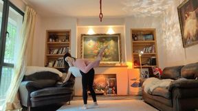 #CH0108 Ponyplay and piggyback in home with two yoga pants ponygirls