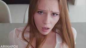 Petite step sis in tight skirt rides long cock POV missionary