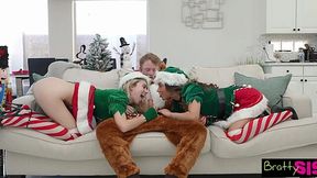 Horny step-bro got threesome with hot elves Jill Kassidy and Xxlayna Marie as a gift for Xmas