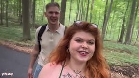 Curious Encounter: Amateur Redhead's Outdoor Adventure in the Forest