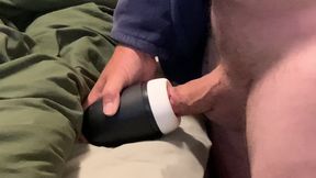 Filling up my mouth toy with future cum lube