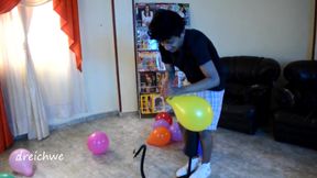 Crushing balloons with the shoes