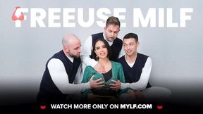 Mylf - Horny Milf Jerks Off Her Young Dude&#039;s Cock And Lets Him Titty Fuck Her Nice Big Titties