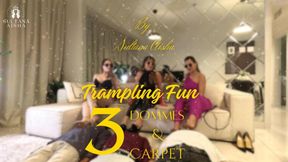 Triple Trampling fun - 3 dommes and 3 carpets