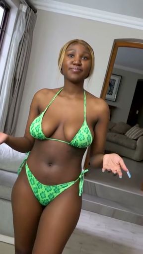 African Casting - Busty Black Dancer Bouncing On BWC In Audition   Clip 1