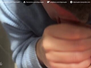 Cute Playgirl give Oral pleasure in Public WC after flawless Tugjob underneath the Table - Fast Food Restaurant