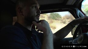 Claire Tenebrarum: Trans Hitchhiker Rides Two Cocks, Sucking Another