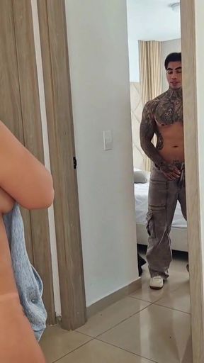 Tiktoker famous Colombian is fucked in her own apartment by a fan who ends up cumming her rich tits and pink pussy   Clip 1