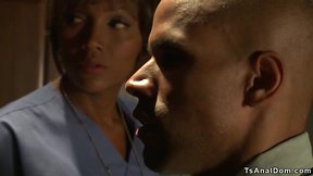 Ebony tgirl doctor anal fucks ebony soldier