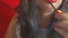 Red Lipstick Application & Glossy Lips Relaxation | White Sweater Beauty Moment.