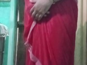 Indian Gay Crossdressing in Red Saree looking 🥵 hot #indiangay #indiancrossdresser #crossdresser