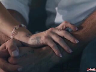 Golden-haired teen girlfriend Emma Rosie got cheated.Her bfs stepdad convinced her to get back on him by letting him lick and bang her petite hairless twat.